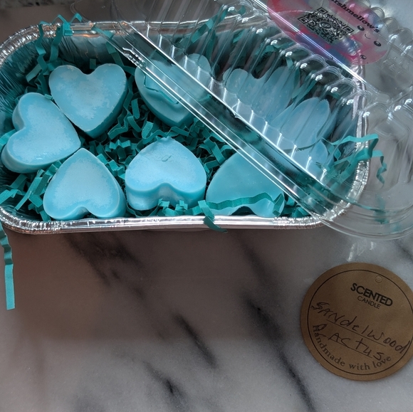 Marshmellow's Other - Hand Poured Sandalwood Cactus Blue  Heart-Shaped Soy Wax Melts